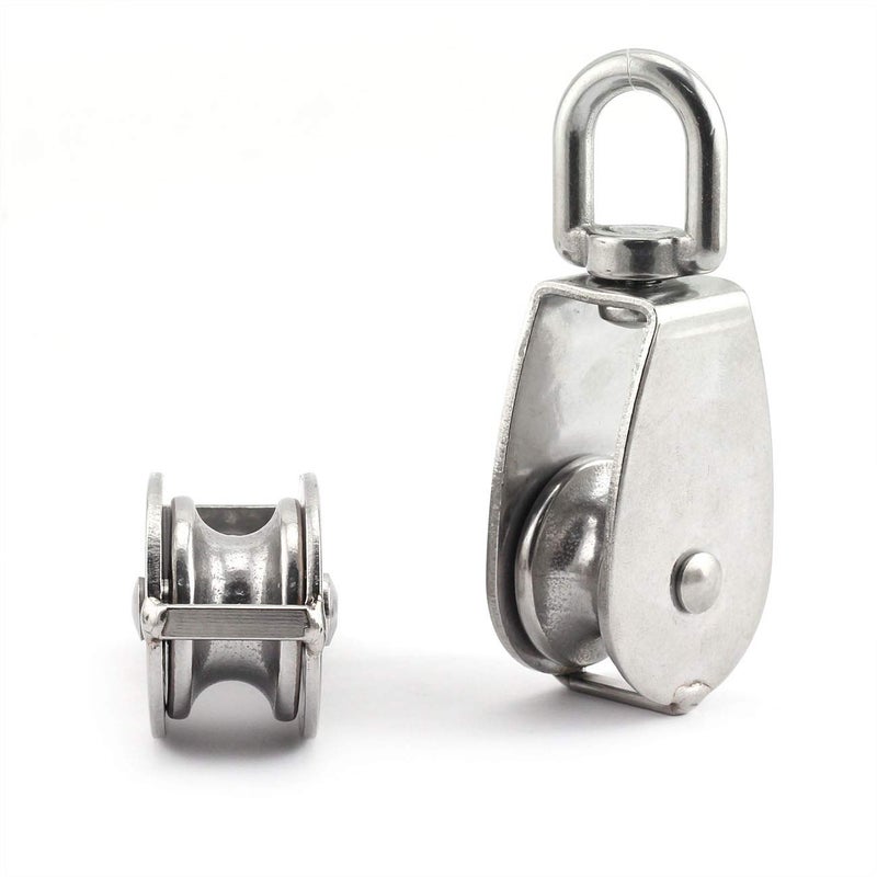 JCBIZ 2-Pack M15 Single Pulley Block Stainless Steel Heavy Duty Hardware Single Wheel Swivel Rigging Lifting Wheel Fixed Pulley for Wire Rope Loading 35kg - Image 3